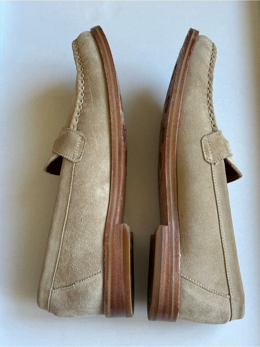 Allen Edmonds Men's Tan Suede Penny Loafers - Picture 5 of 16